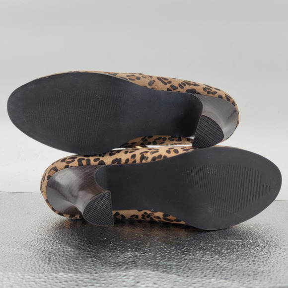 AJ Valenci Leather Leopard Stacked Heel Bootie 7.5 NIB - Picture 9 of 12